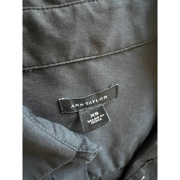 Ann Taylor XS Black Button‎ Down Long Sleeve Pocket Shirt - Picture 3 of 5